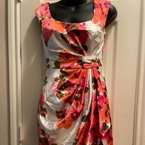 Maggy London Satin Sheath Floral Color Dress